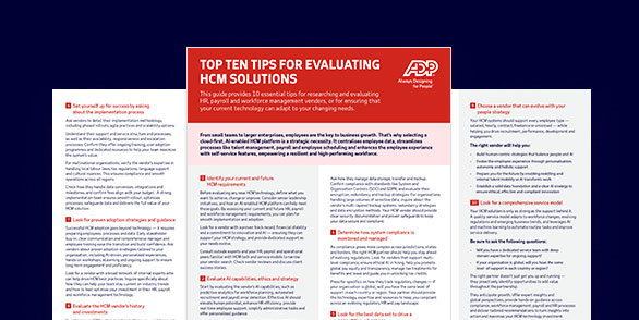 Top ten tips for evaluating HCM solutions